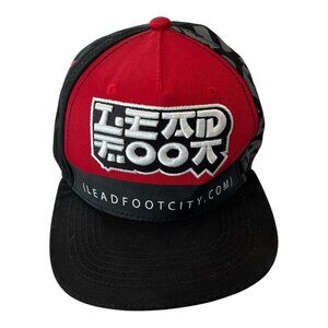 Lead Foot City Snapback Hat Red Black Graphic Cap 100% Cotton Adjustable Strapba